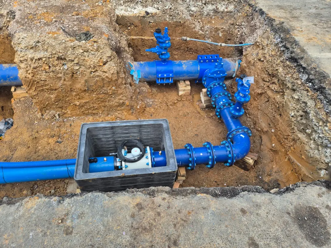 Ductile-iron valve manifold installed underground