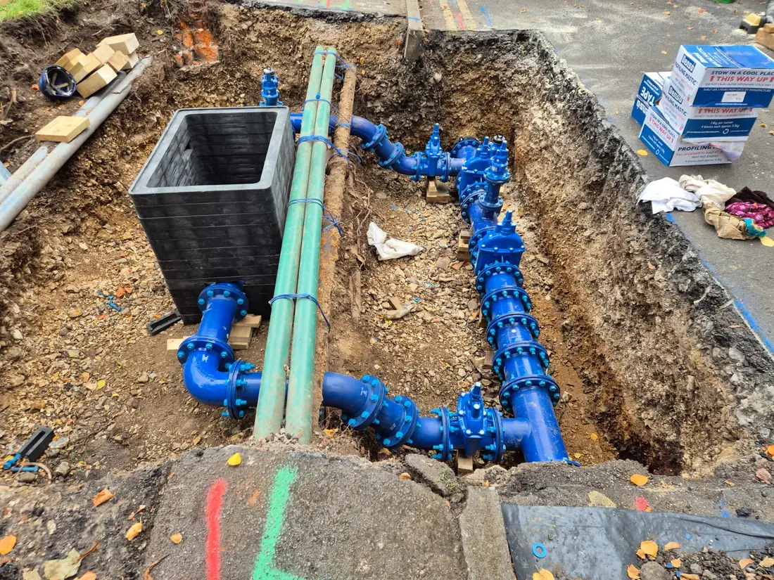 New water mains pipework and fittings