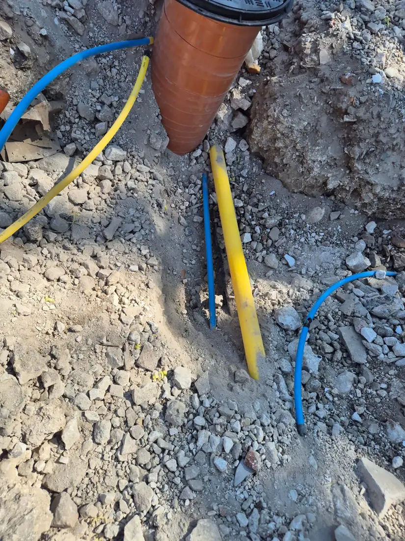 Underground service connection with meter and boundary box